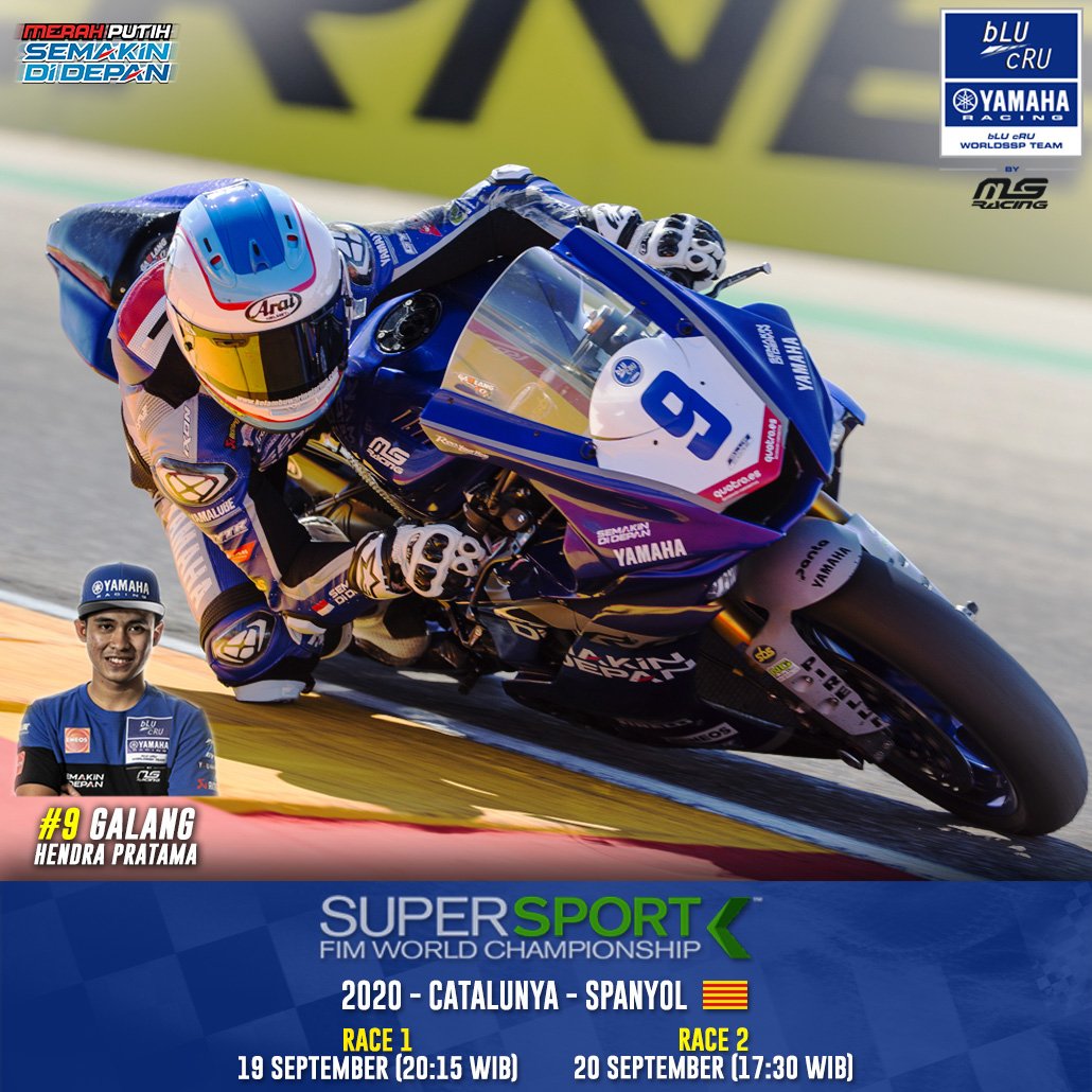 Dukung terus aksi pembalap Yamaha Indonesia <a href="/GalangHendra551/">GalangHendra55official</a> Minggu ini di sirkuit Catalunya, Spanyol #CatalanWorldSBK (18-20 Sept) seri ke-7.

Pastinya Galang akan tampil lebih baik dan optimis untuk meraih poin kembali bersama <a href="/ms_racing_/">Yamaha MS Racing</a> #SemakinDiDepan #YamahaFullGassPoll