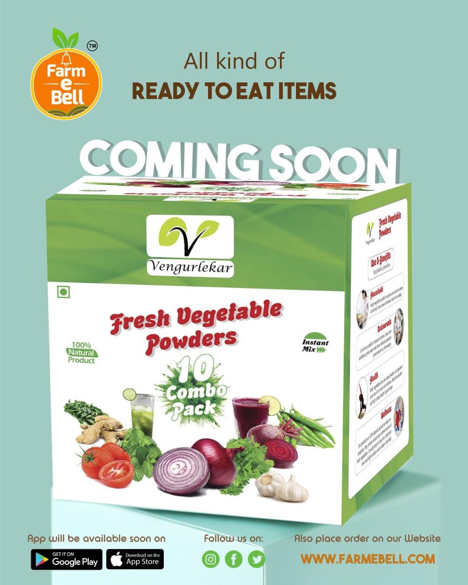 FarmeBell's tweet image. Get delicious, ready to cook fresh vegetable powders for your hunger pangs! Stay tuned to order from Farm eBell

#readytocook #ReadyToCookMeals #freshvegetables #vegetablepowder #QuickRecipes #quickcooking #freshdelivery #farmebell #fromfarmtofork #fromfarmtoyourdoorbell