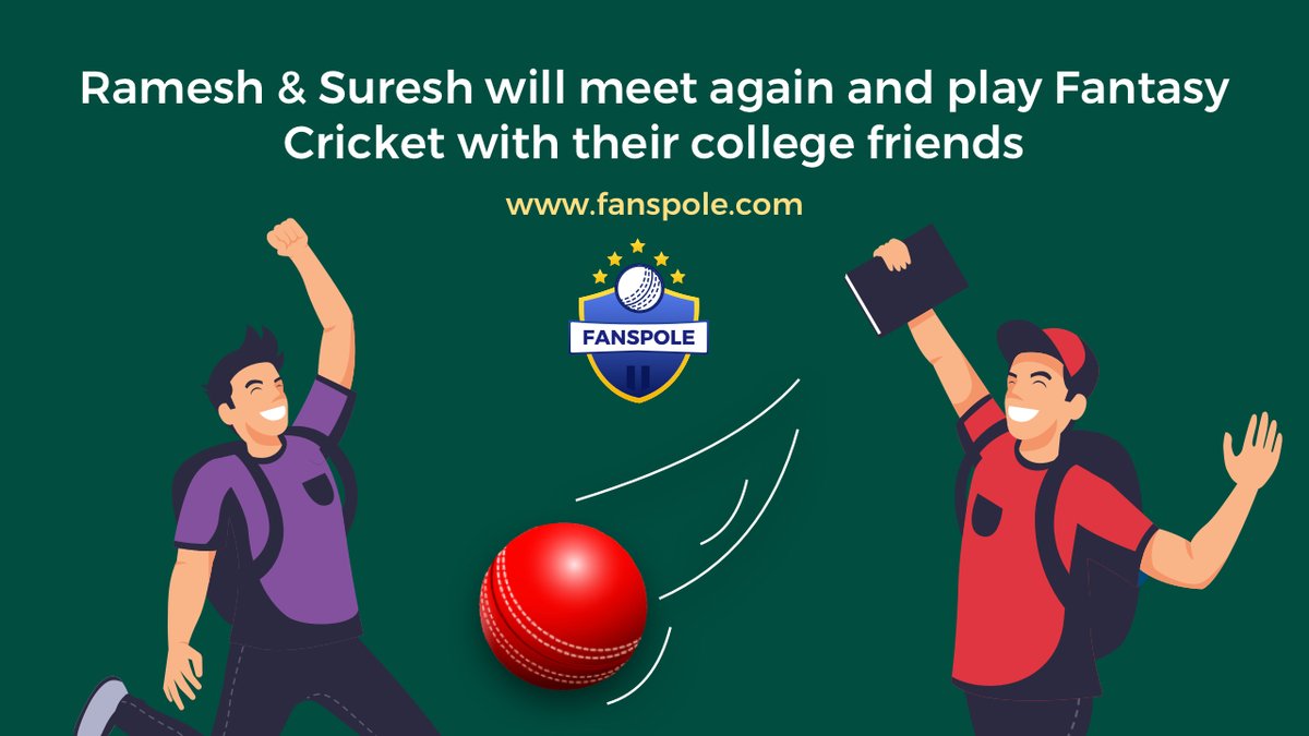fanspole's tweet image. Ramesh and Suresh have plans for this T20 Season.
What are you planning? 
This T20 season, don't play with strangers, instead, play together with your college group. 

#FantasyCricket