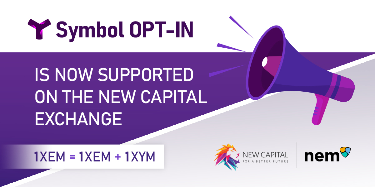 1 $XEM = 1 $XEM + 1 $XYM 😎🥳🤗
#Symbol OPT-IN is now open on the New Capital Exchange!

Read more: medium.com/@new.capital/s…
