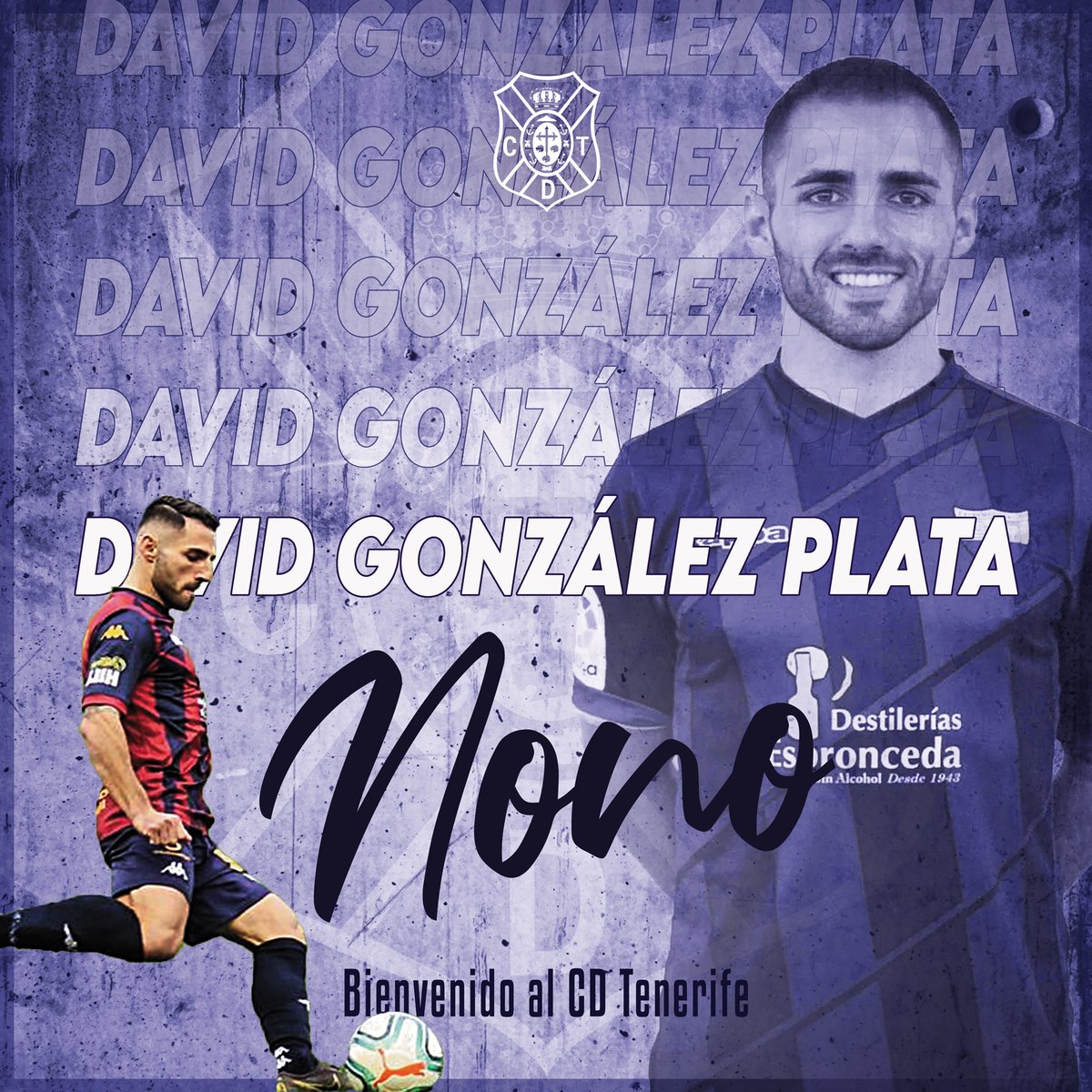 CDTOfficialEN's tweet photo. ☀️Morning, #Blanquiazules !

🙌🏼.@David_gplata signed at C.D Tenerife for the next 2⃣ seasons. ⚪️🔵

#WelcomeNono #NonoBlanquiazul https://t.co/mE1AkyLbHT