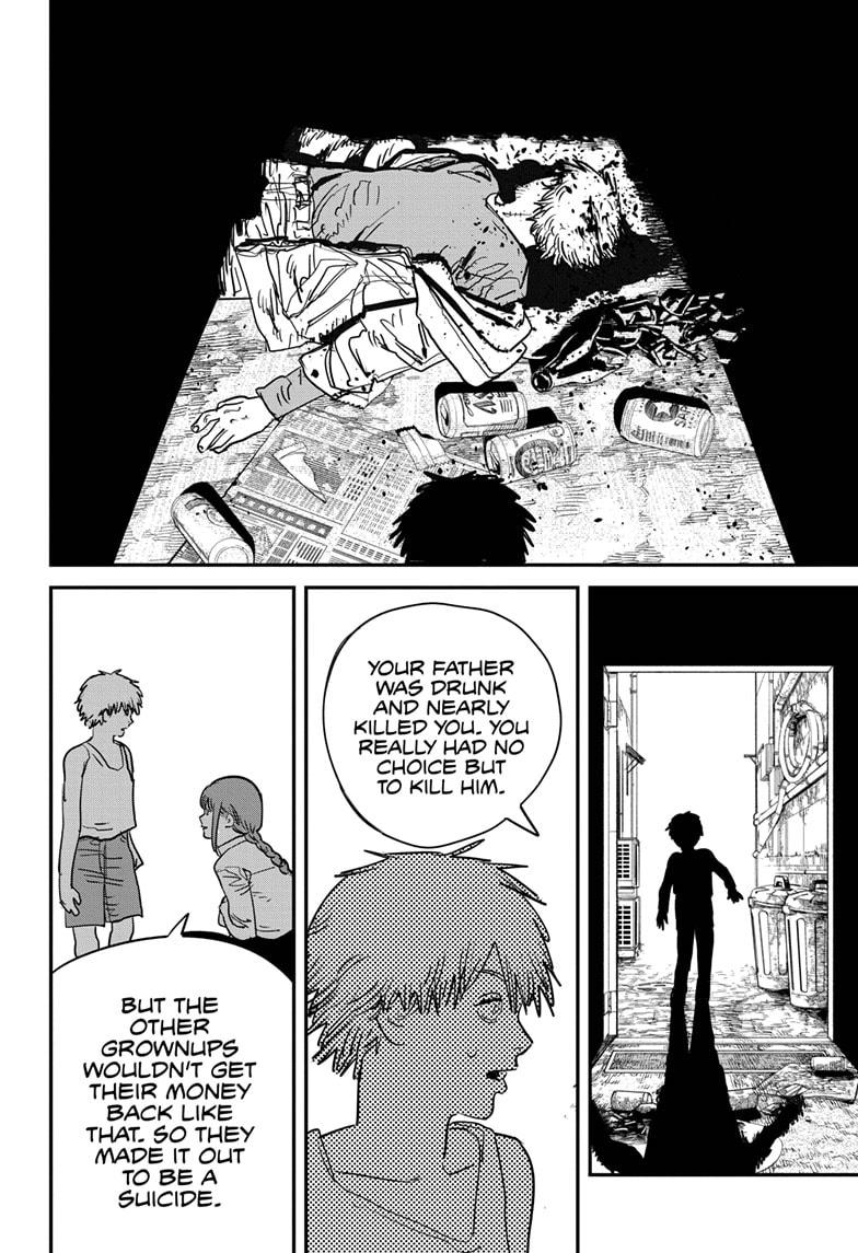 Not to mention Denji finally opening the door which reveals a suppressed memory about him killing his father, a detail that, once learned, will completely change Denji. He suppressed this memory to keep him happier, but now any shred of joy is gone. (4/6)
