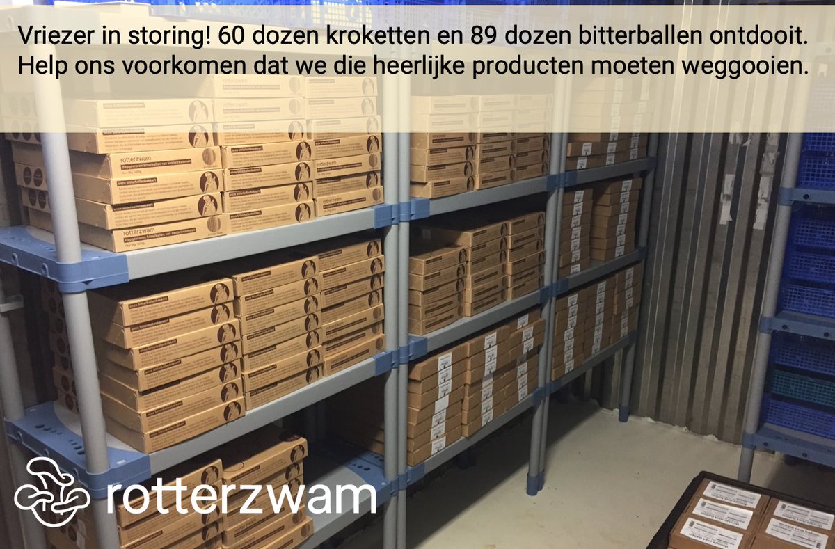 Vriezer in storing. 60 dozen kroketten en 89 bitterballen ontdooit. Deze moeten vandaag of morgen op. 

Wij zoeken horeca gelegenheden met frituur die vandaag gasten verrassen op gratis bitterballen en kroketten. 

Bel ons +31 10 751 14 60 en wij komen ze in 010 bezorgen.