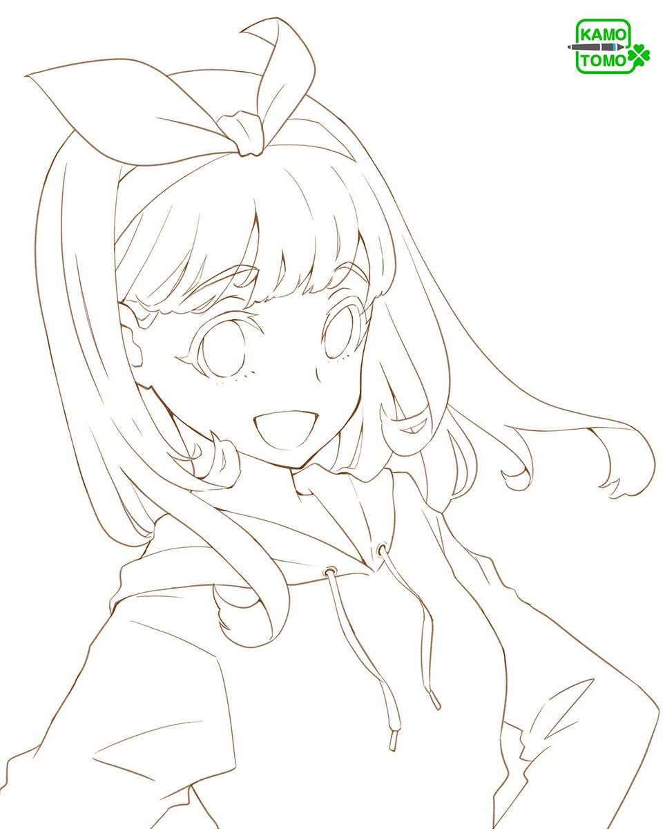 先日の1000フォロワーの記念に描いたイラストのラフと完成絵です 大きな節目 かもとも イラストレーターのイラスト