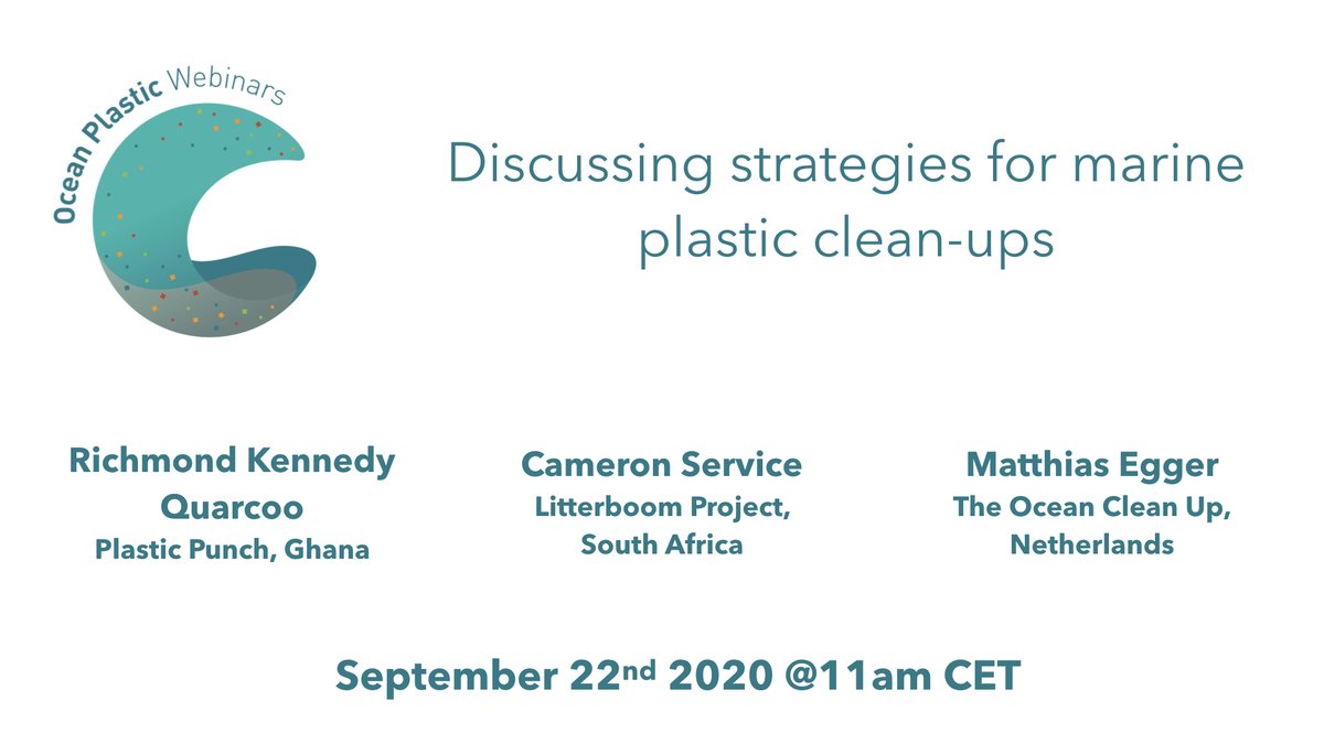 OceanPlasticWeb's tweet photo. We're excited to announce a special edition of our webinar series: a panel discussion on marine plastic clean-up strategies with @TheOceanCleanup, @PlasticPunchGH and The Litterboom Project. Join us on Sept 22 at 11am (CET), live on youtube: https://t.co/qhhUVjjWpr. https://t.co/i8IxNtwAMG