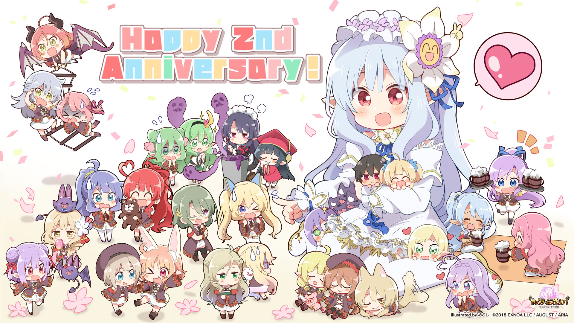 オーガスト あいりすミスティリア のオフィシャルサイトにて 2周年記念壁紙を公開中です めざし先生による2周年記念イラストのほか 応援イラストやイベント聖装などの壁紙を配布しております 詳細は下記ページをご覧ください