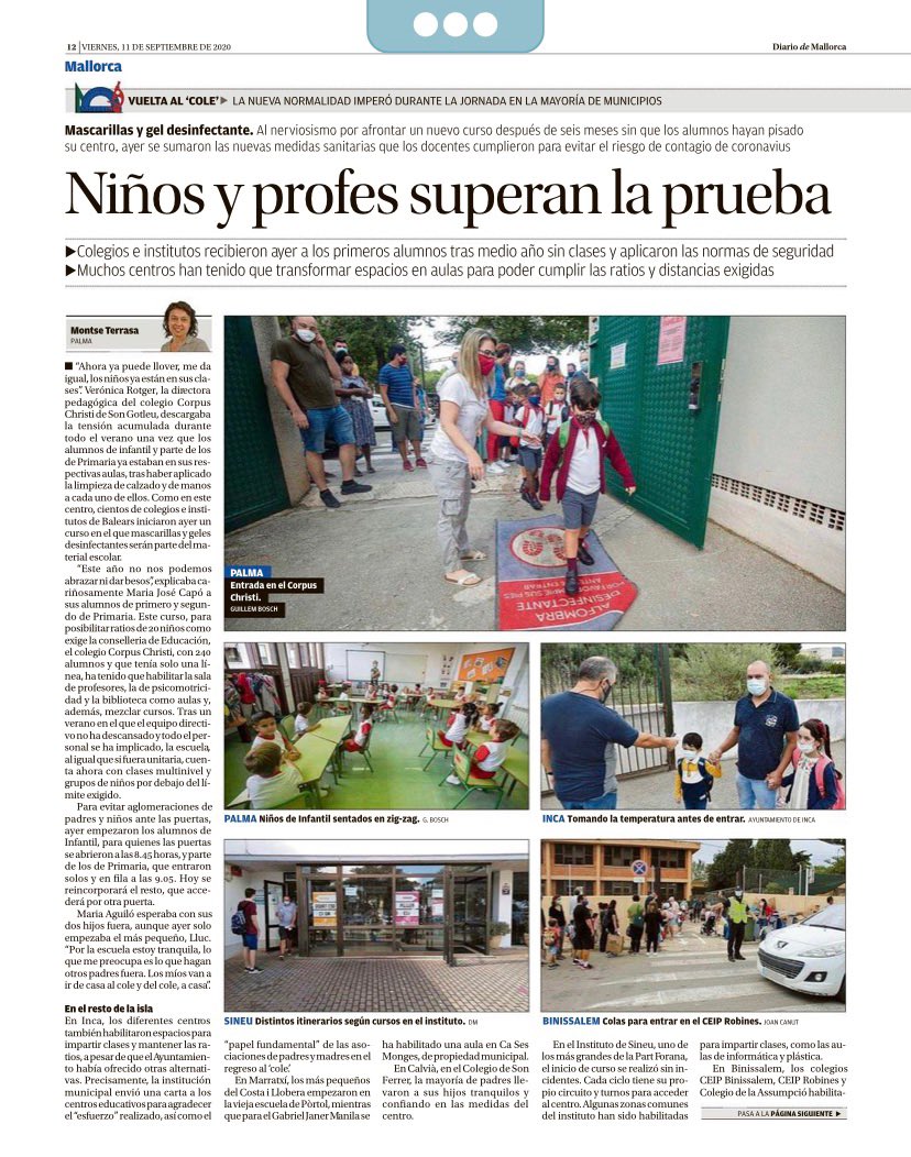 SJO_CC's tweet photo. #ProvaSuperada💪🏻Poc a poc, els alumnes retornen a les aules per emprendre aquest peculiar nou curs. Una organització exhaustiva i les mesures de prevenció estan permetent que aquest inici sigui el més segur possible. Ens en sortirem!
Bon inici de curs!💪🏻😊 https://t.co/j1MlY5ttFn