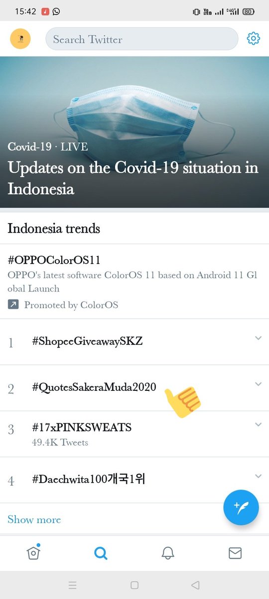 erespepe's tweet photo. Ada apa enih kok trending #QuotesSakeraMuda2020 trending 😅 maba ya kalian 😅

keren juga bisa trending 😅 https://t.co/FVNZV5y4hy
