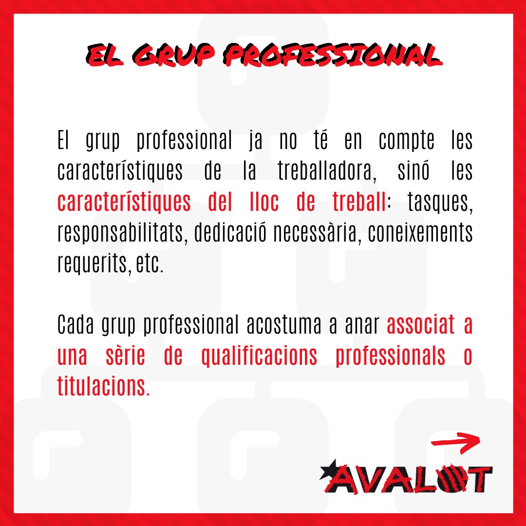 avalotcat's tweet photo. 📄 A la nostra #nòmina podem observar que hi ha un concepte anomenat #categoriaprofessional o #grupprofessional i sovint moltes treballadores no tenen del tot clar què és 🤔
🧐 Aquí t'expliquem tot el que has de saber! 👉🏼 https://t.co/BlGQY5SxLd
#sindicalisme #avalot https://t.co/5pt8nkVmqK