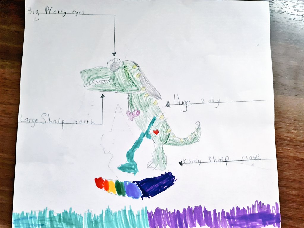 rijan44's tweet photo. @CHPSYR2 @isaacince_
As the children gear up to this morning's lesson, throwback to Sumaiyah's dinosaur from yesterday' class 😊
#CHPSYR2 #CHPSEnglish https://t.co/bFaXrNIV6s