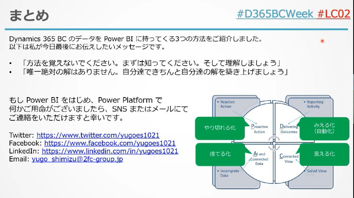 nori790822's tweet photo. 「方法自体を覚えるのはやめよう。知って自分で試して理解しよう」これが内製化において重要だと思う、とのこと。わかる👀
#D365BCWeek #LC02 https://t.co/dAnYhBo7Aw