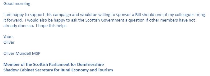 Receiving some responses already - thank you to  @NeilFindlay_MSP and  @olivermundell for your support! Fantastic to have you both on board.