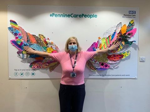PennineCareNHS's tweet photo. Have you seen our wings yet?

They were put together using individual feathers made by patients and carers.

If you're at Royal Oldham Hospital, don't forget to check them out before they fly off to a new location 🧚

You can find them in Parklands House #PennineCarePeople https://t.co/gaQPKOR6LG