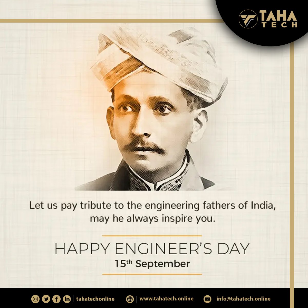 tahatechonline's tweet photo. Happy Engineers' Day to all the engineers from TAHA TECH . We salute your great ideas and innovations that have truly changed our lives.

#tahatech #Engineersday2020 #EngineersDay #worldofengineering #civilengineer #electricalengineer https://t.co/AiF99cio1e
