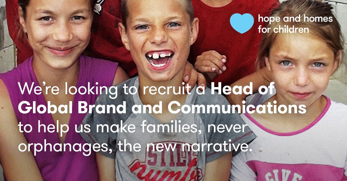 HopeandHomes's tweet photo. We’re on the lookout for an experienced Global Brand &amp; #Communications leader. If you’re a forward-thinking change maker, &amp; believe every child belongs in a family, we want to hear from you. For full details on the #vacancy at https://t.co/FYehOoQblP

#AlwaysFamilyNeverOrphanages https://t.co/vY2t4sf0f7