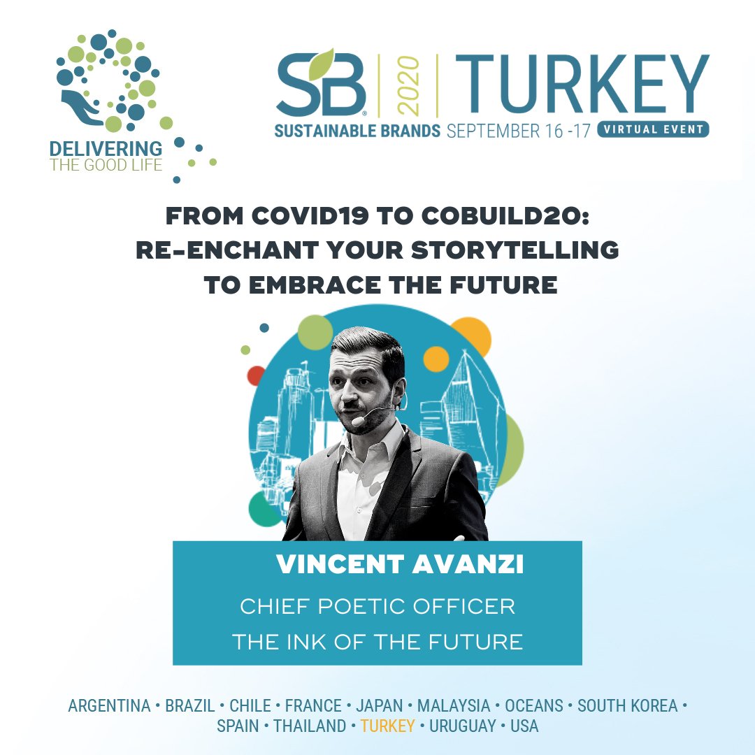 VincentAvanzi's tweet photo. Join us at @SustainBrands #SustainableBrandsTurkey on Sept 16-17 to unveal and discuss possible sustainable futures and actions for brands and leaders !
Register at : https://t.co/EgELhIrDAI
#CoBuild20 #TheRegenNarrative #Regenability #EnlightenedLeaders #ChiefPoeticOfficer https://t.co/TDEgGfTuFw