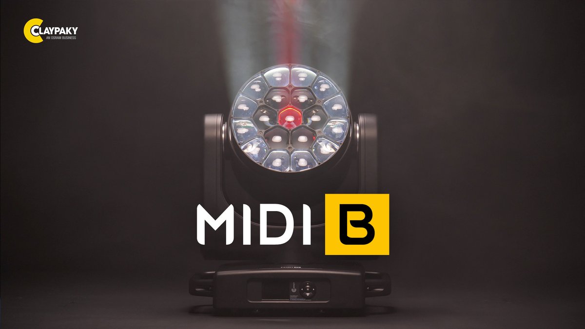 ClayPakyNews's tweet photo. MIDI-B is a compact, light, versatile and extremely bright LED wash-beam: it features 19 Osram 40-Watt RGBW LEDs, the same ones used in the popular HY B-EYE and MINI-B fixtures. Watch the video: https://t.co/E5jvC9x5D1
#claypaky #midib https://t.co/5QKL0SG8Ve