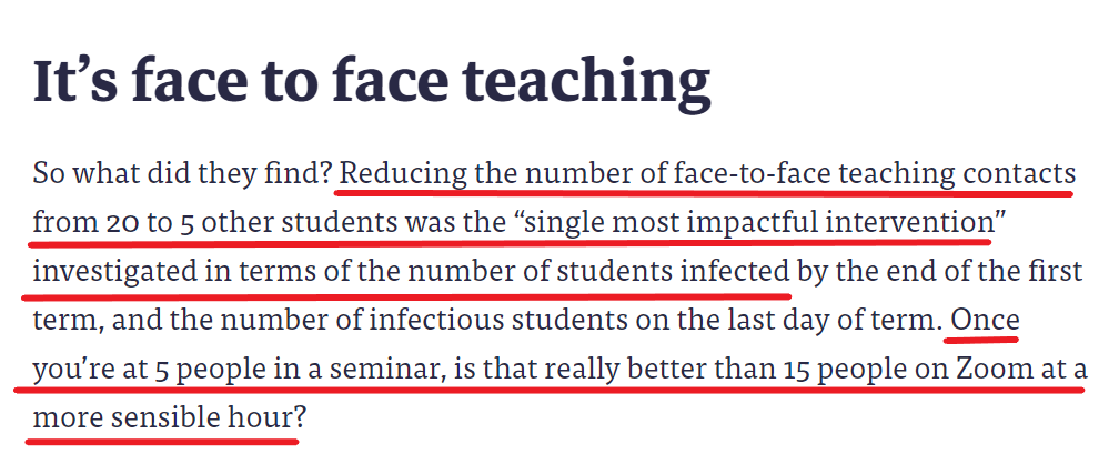 PS: Limitation of face-to-face teaching the single most effective means of controlling spread of infection. Based on analysis of university modelling on which SAGE has drawn. https://twitter.com/jim_dickinson/status/1305785941752188929