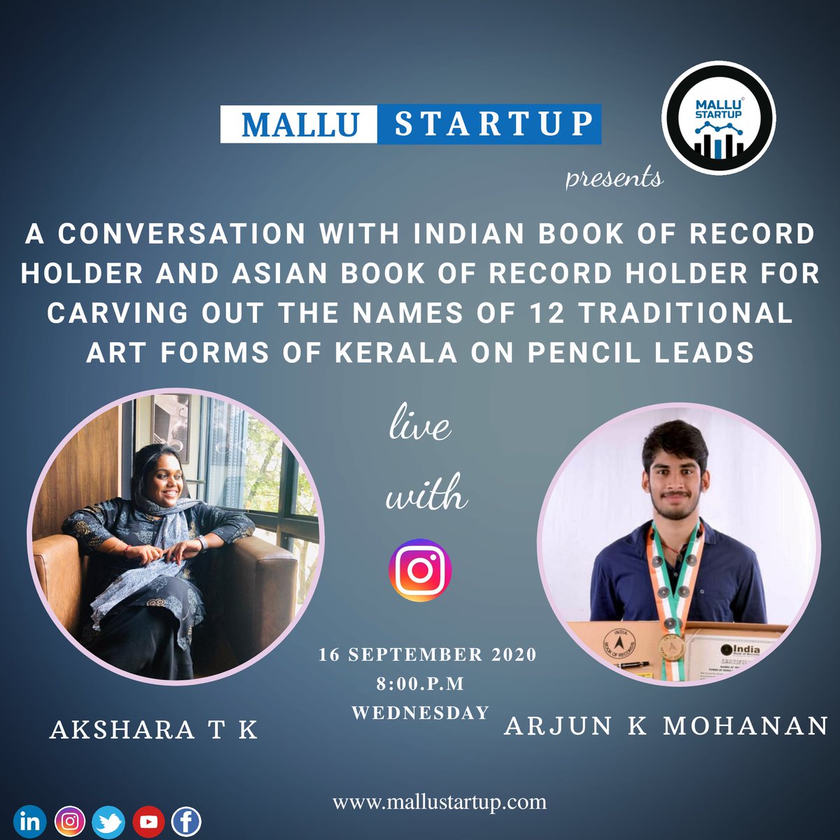 mallustartup's tweet photo. Instagram live with #Indian Book of Record Holder and #Asian Book of Record Holder in pencil carving Mr. Arjun k Mohanan. 
#mallustartup #IBRH #ABRH https://t.co/bC48ZSKYbI