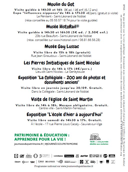 ❓ Que faites-vous pour les Journées Européennes du Patrimoine ? 🧐
➡️ Votre programme sur Saint-Léonard de Noblat et alentours : cutt.ly/jep-noblat #JEP2020 #HauteVienne