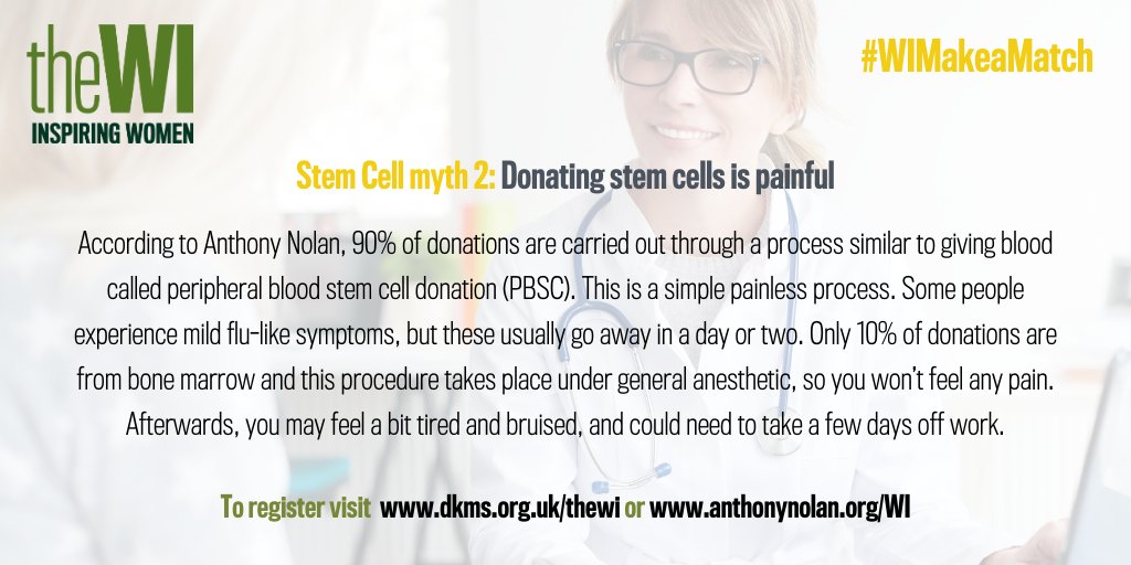 Throughout September, we're marking #BloodCancerAwarenessMonth by busting myths about stem cell donation. This is part of our newly launched Make a Match campaign. 

Find out more about the campaign on our website: thewi.org.uk/campaigns/key-…

#WIMakeaMatch