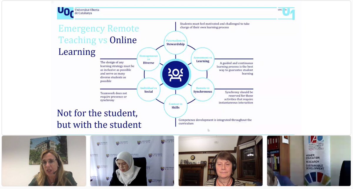 pastorams's tweet photo. UOC VP @afitob starts stressing the difference between Emercengy Remote Teching (that took place in most of the HEI during the initial months of the COVID19 outbreak) and online learning #importantpoint https://t.co/smpiHrGWJi