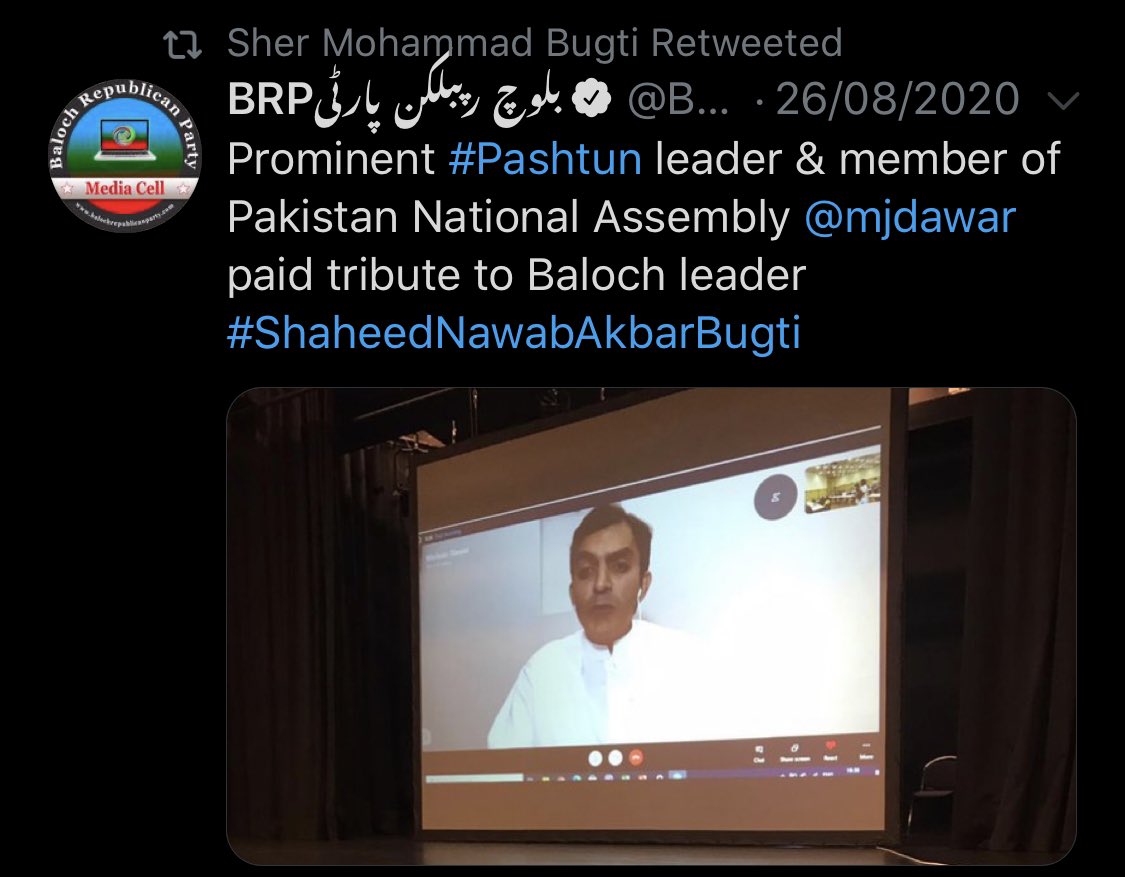 Here is SAATH Forum cofounder Dr Mohammad Taqi, Gulalai Ismail, Mohsin Dawar & Afrasiyab Khattak attending the propaganda event by the proscribed Balochistan Republican Party-BRP.This was another demon SAATH & PTM allying with banned organizations. #IndiaWagingHybridWar/96