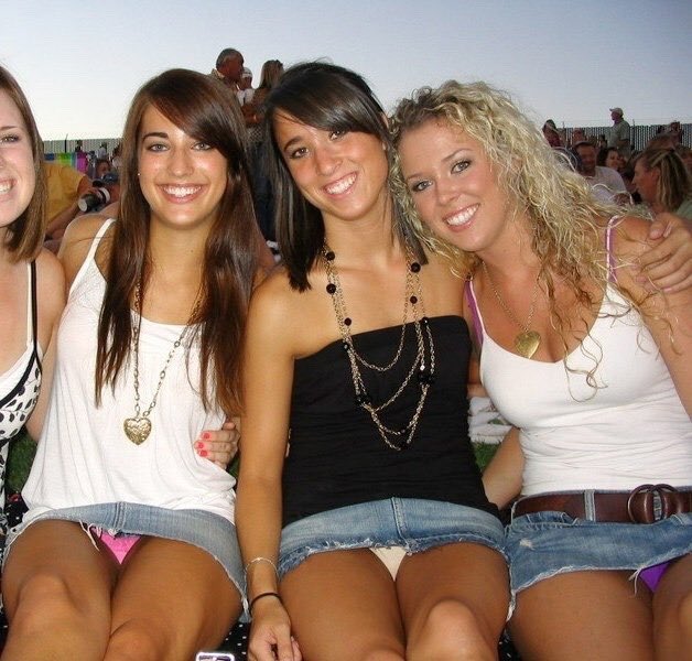 Group babe upskirt cumming