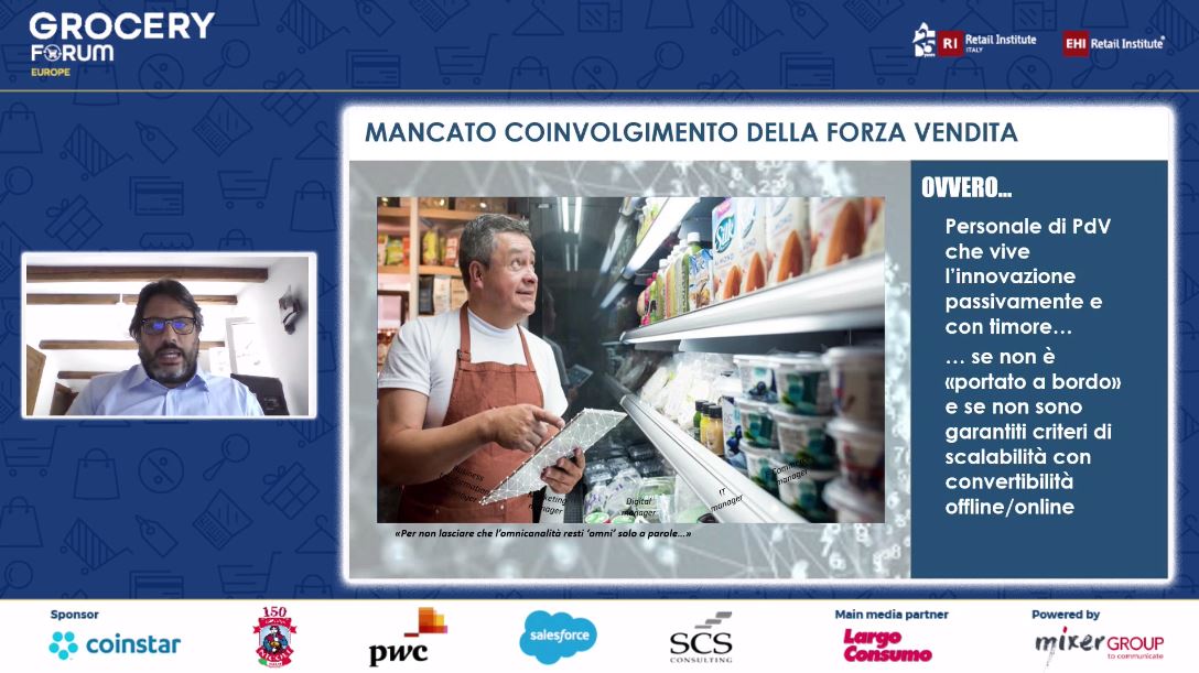 RetaiI_Italy's tweet photo. "Un processo sano di trasformazione e innovazione dovrebbe partire dal punto vendita, coinvolgendo il personale del negozio” - Gian Maria Gentile, Manager, @SCS_Consulting.
#GroceryForumEurope #GFE20 https://t.co/26tLPzL1RO