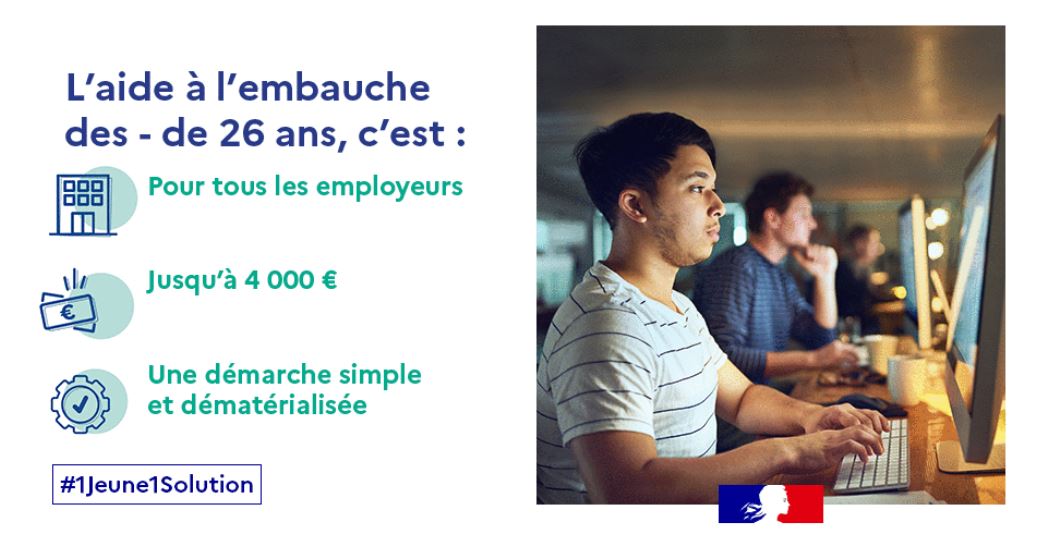 Prefet77's tweet photo. Aide à l’embauche des jeunes | 🙋‍♀️🙋
#1jeune1solution, le gouvernement a mis en place une aide d’un montant pouvant s’élever jusqu’à 4 000 euros pour les employeurs embauchant un jeune de moins de 26 ans.

👉Toutes les réponses sur : https://t.co/guXhRNHTxj https://t.co/4mnPz18Yzp
