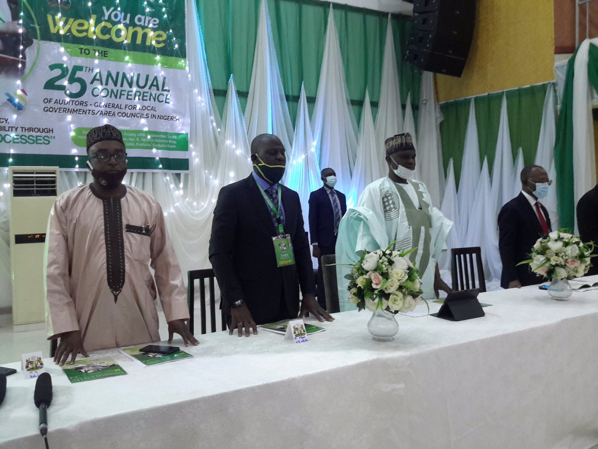 LgAuditors's tweet photo. The @GovKaduna represented by the  Hon. Commissioner  Ministry of finance Alh. Bashir Saidu along with Hon. Com of lg. Acct general  and other senior go standing for  the  National  anthem . @elrufai @MuyiwaAdekeye @Dattijo @JafaruSani3 . https://t.co/7LwY2bN2Pb