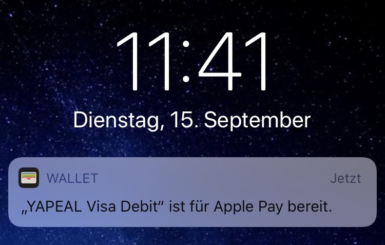 Wie genial ist das denn? Danke &amp; herzliche Gratulation <a href="/YAPEAL_CH/">YAPEAL</a> für #ApplePay Feature 👌 #makebankingsexy