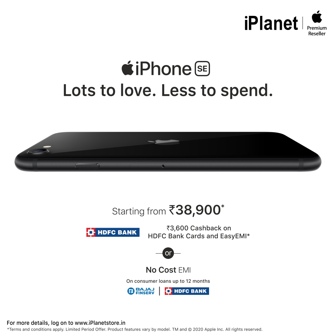 iPlanetOfficial's tweet photo. Buy iPhone SE Starting at ₹38,900 and get ₹3,600 cashback on #HDFCBank Cards.

Shop on https://t.co/hjVF3dxHT2 or visit your nearest iPlanetStore.

#Apple #iPhone #iPlanetStore #iPhoneOffers #iPhoneSE #AppleIndia https://t.co/ZgoF1vsSBt