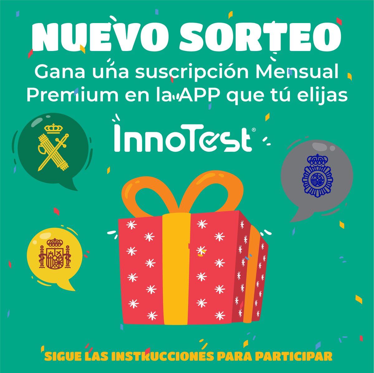 InnoTestES's tweet photo. 📢 ¡OPOSITORES! ¡Volvemos con otro mega sorteo de #InnoTest! ✌
Regalamos un mes Premium de la APP #InnoTest que tú elijas 🎁
Seguirnos.
Darle a ❤ y RT a este tweet.
Comenta mencionando a un amigo ✌
Tienes hasta el 15/09/2020 a las 23:59h para participar. https://t.co/yIHv1vJXzZ