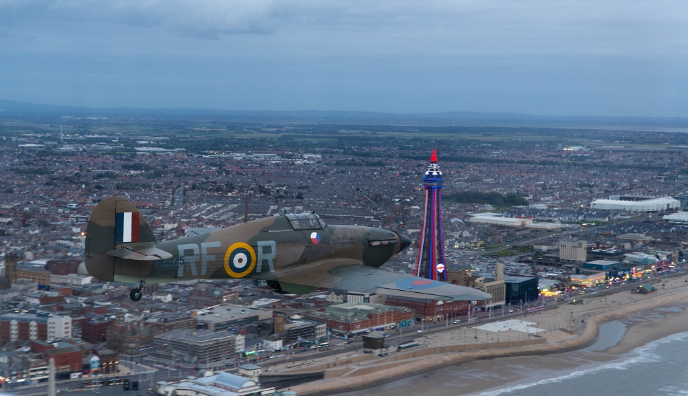 BpoolCouncil's tweet photo. 🇬🇧 A spectacular tribute to mark the 80th anniversary of Battle of Britain Day 🇬🇧

A short film featuring a Hawker Hurricane flying over the Promenade has been released to commemorate the heroic deeds of those who fought for their country. 

Watch here ⇢ https://t.co/ORrjVE37M5 https://t.co/kUF5J3igkQ
