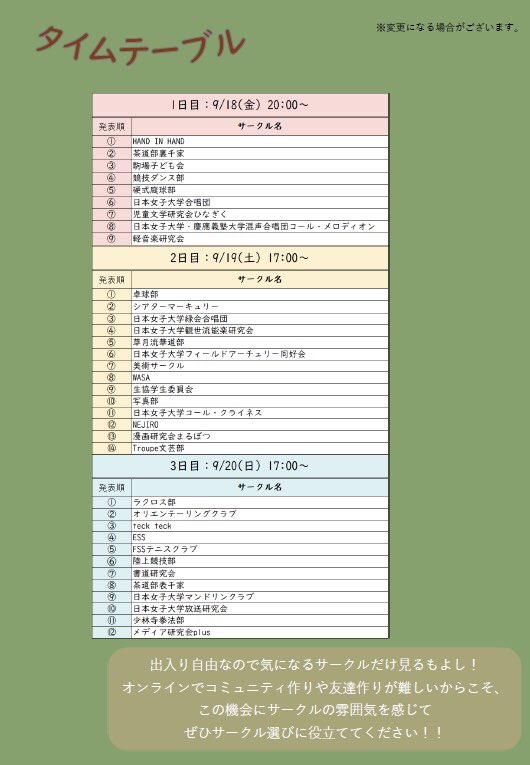 日本女子大学新歓委員会 Jwushinkan Twitter