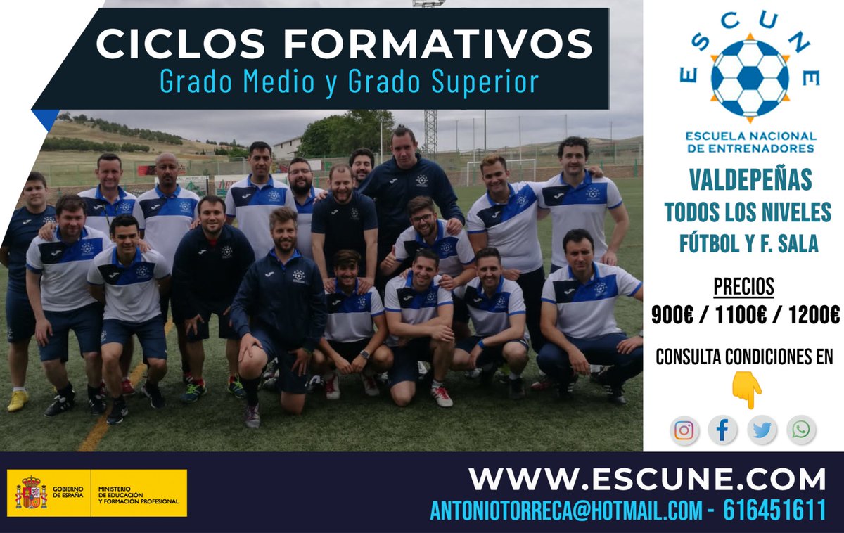 CDmostoles1955's tweet image. Escune Valdepeñas está llegando al límite de inscripciones para sus CURSOS ORDINARIOS de fútbol y fútbol sala.

TODOS LOS NIVELES preparados para dar inicio a un curso que traerá grandes resultados.

¡No te despistes o te quedarás fuera!

#EscunePorTi #CursosOrdinarios2021