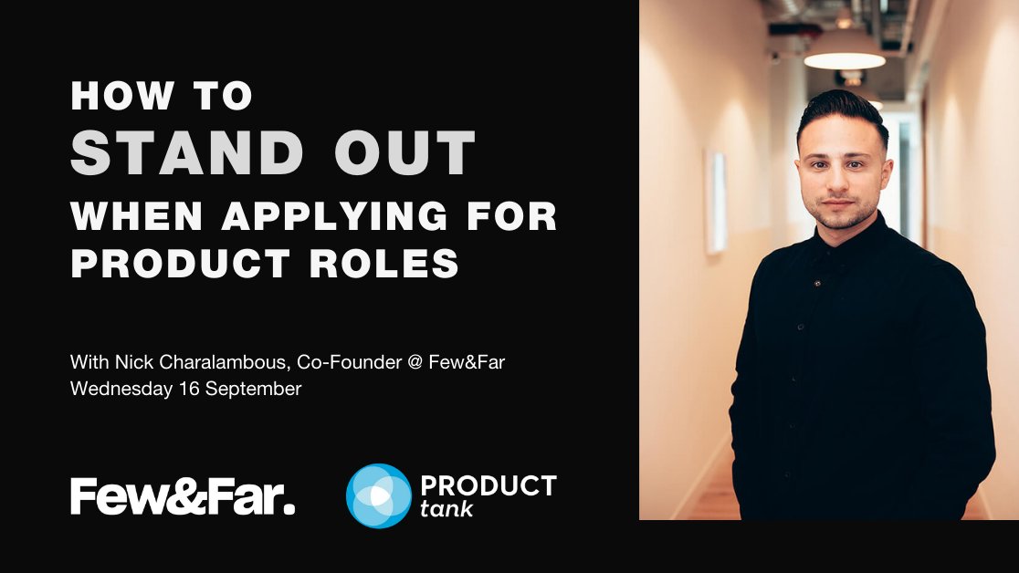 We're seeing a HUGE demand for #product people &amp; tomorrow, we're here to get you ready for it: 

🎙 <a href="/NickFewandFar/">Nick Charalambous</a> will be discussing: 

👩‍🎨 WHAT MAKES A GOOD PRODUCT CV
🔨 HOW TO NAIL YOUR PRODUCT INTERVIEW
🔎 THE ART OF PROACTIVE SEARCHING

Sign up via. <a href="/producttank/">ProductTank</a> | #Prodmgmt