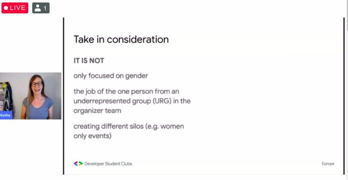 Jabubu_'s tweet photo. Really important matters are being talked in the #DSCsummitEU today! Thanks to @ThisKatha we talked about Diversity and Inclusion:
βDiversity is being invited to the party. Inclusion is being invited to danceβ.
#DSCsummitEU #DSCatHome https://t.co/BAdMWPLzAd