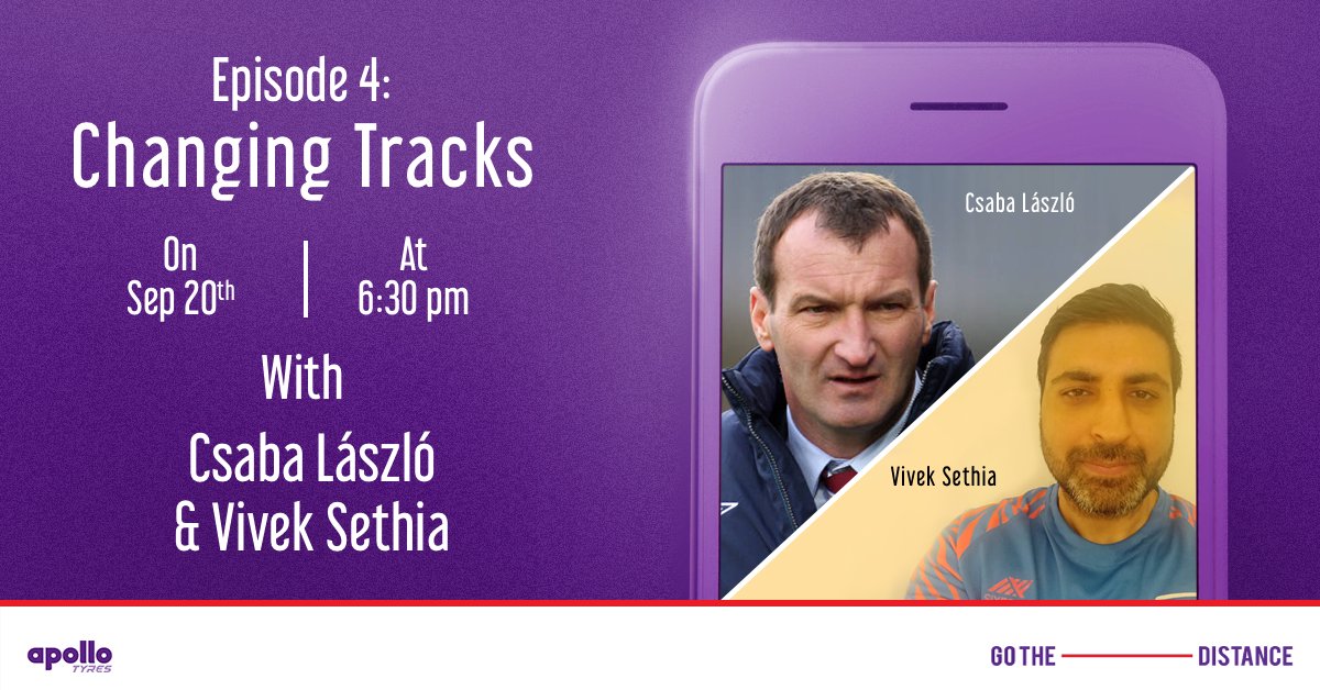 ApolloXSports's tweet photo. In our next episode of #ChangingTracks, we are honoured to welcome Mr. Vivek Sethia, CEO of @IndiaOnTrack, and Csaba László, Head Coach of @ChennaiyinFC. Tune in at 6.30 PM on 20th September as they discuss and share their thoughts about “Coaching in the COVID era”. https://t.co/vjwuMTuw2N