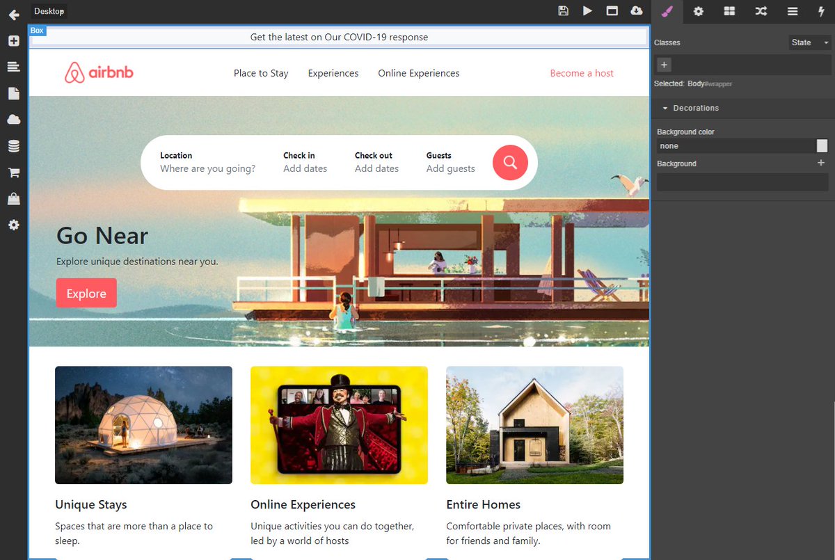 khabubu_phathu's tweet photo. The final result of building Airbnb UI without writing code. Can't code? No problem you too can build this with @kodeless_design https://t.co/E6oB9heGwn