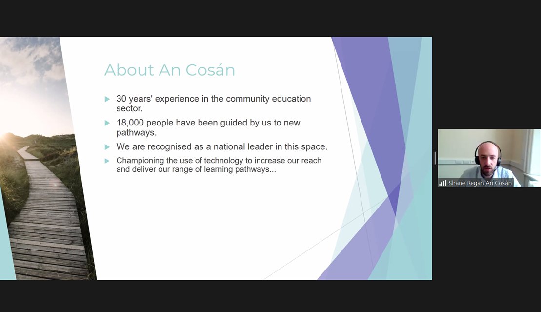OneFineDay_ie's tweet photo. At @SCOPE_platform Launch event today in partnership with @The_Wheel_IRL, Shane Regan, An Cosán showcased @an_cosan's Technology Imput on this collaborative project of 6 European Partners across 5 countries #elearning #onlinelearning #SCOPEEU 
@Leargas @EUErasmusPlus #ErasmusPlus https://t.co/OmgEk9JeFU