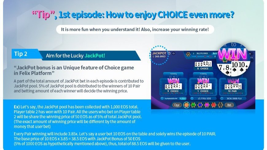 Febriyan_FLX's tweet photo. 🎗1st Episode
•Tip 2
Aim for the lucky Jackpot
•Url Game : https://t.co/rTxjf5e4Le
•Telegram : https://t.co/o6tSNTg2Pd
#EOSDapp
#Felix
#ChoiceEvent
#EOS https://t.co/abHX1Tkxxp