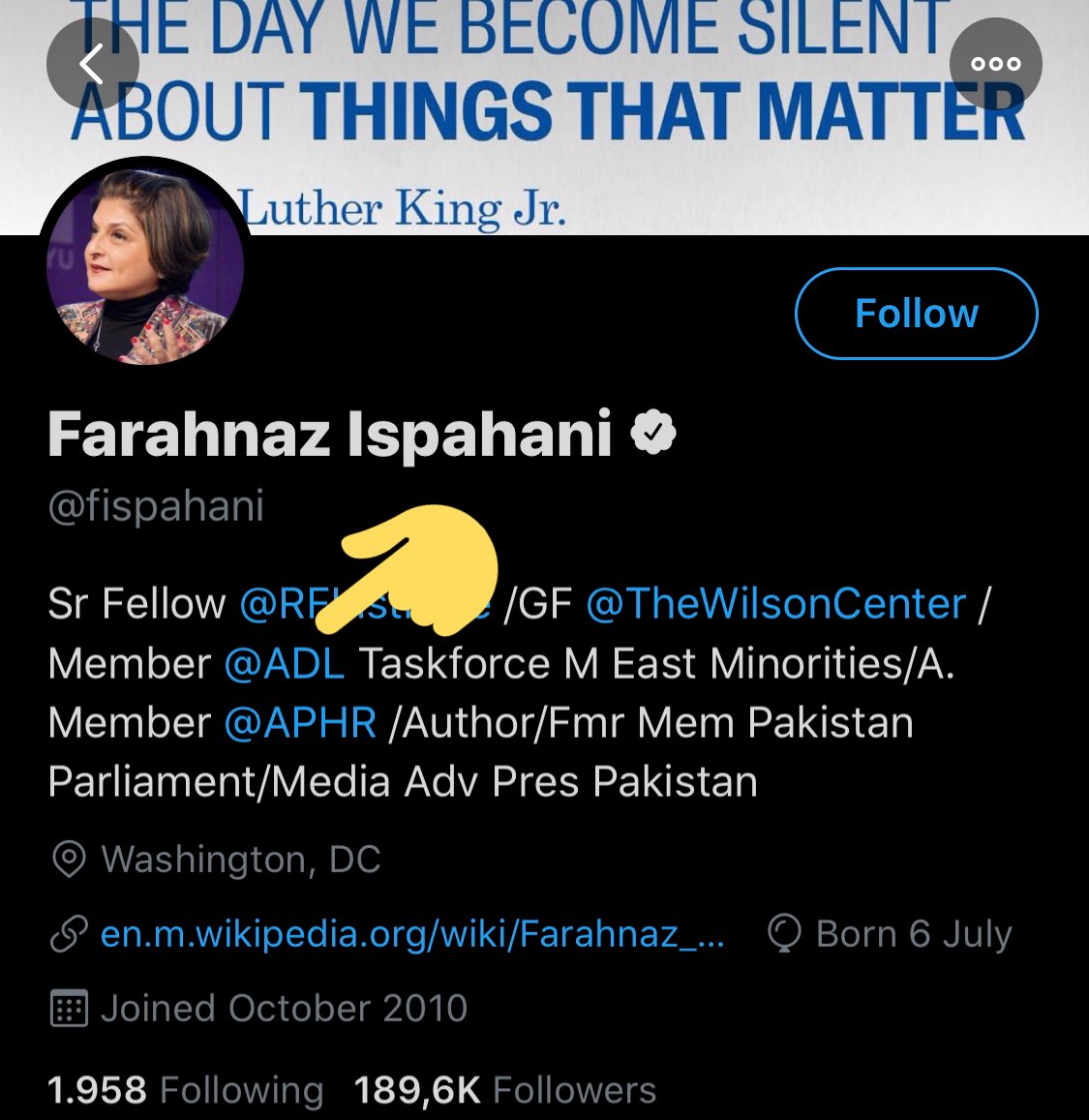 In addition, she is a fellow at Religious Freedom Institute & the Wilson Center ThinkTank, as well as a member of Anti Defamation League Task Force on Middle East Minorities.Anyone who knows ADL will tell you that it’s the most powerful lobbying org in the United States./113