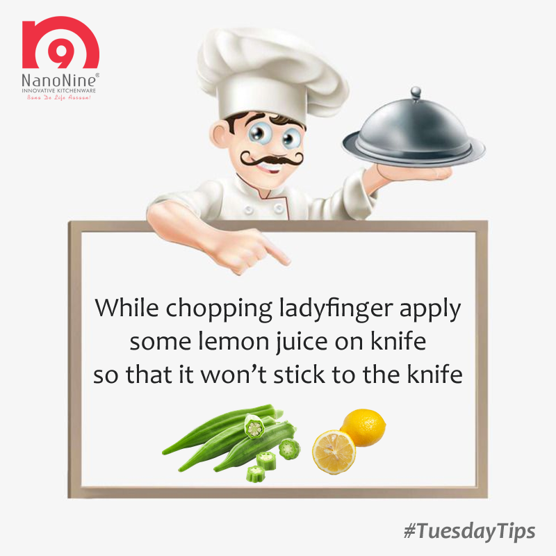 NanoNineOnline's tweet photo. To remove the stickiness squeeze some lemon juice when you cut the Lady's Finger.
#Tuesdaytip #Kitchentip #LadyFingerCuttingTip #CuttingTip #KitchenHack #NanoNine https://t.co/sztksV7IQg