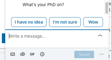 Is LinkedIn's predictive text trying to tell me something? #AcademicChatter @AcademicChatter