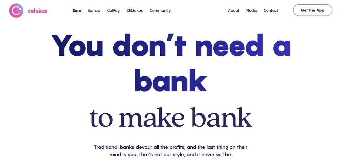 scottmelker's tweet photo. Browsing the @CelsiusNetwork website and came across this catch phrase - absolutely love it. https://t.co/E8ANApZXSj