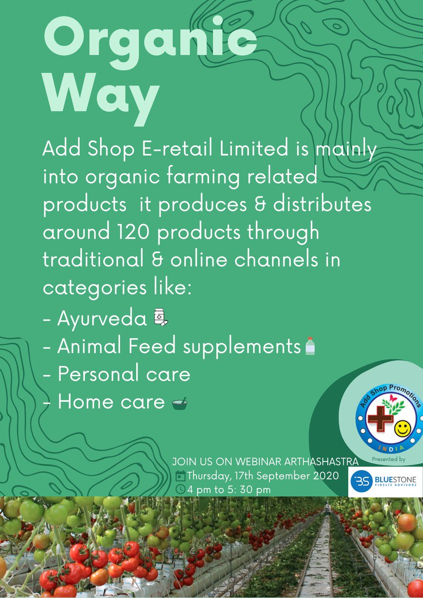 BluestoneFidel1's tweet photo. Are you bullish on E-retailing among ayurvedic, animal feed supplements, organic agriculture input supplements? Then @addshoptwit will definitely interest you connect with us this Thursday.

Registration Link for the webinar: https://t.co/TB4Qj4j3cK https://t.co/G0W6tikVul