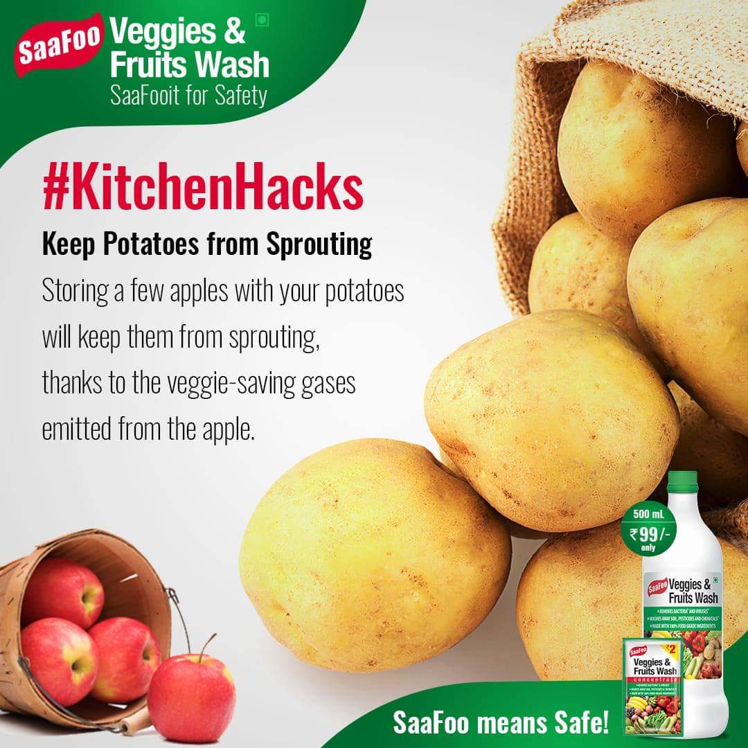 SaafooIndia's tweet photo. Do you hate those ugly sprouts that form on your potatoes after just a couple of weeks? It turns out an apple a day might keep those sprouts away and also help the potatoes last longer.
#ShopNow: https://t.co/a9HnnK6llj
#SaaFooMeansSafe #SaaFooHacks #KitchenHacks #SaaFooit https://t.co/eLfqGfFyHQ