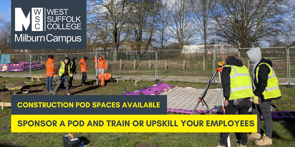 MilburnProject's tweet image. We have 8 pod spaces available for sponsorship at the new Milburn Innovation Park project, located at the @WestSuffolk. Once completed it will provide students &amp;amp; local employers with on-site work experience to ensure they are site ready. For more info contact hello@frielgood.com.